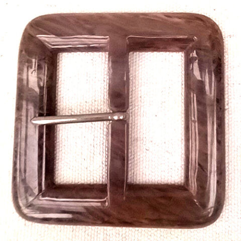 1960s Large Brown Marbled Square Belt Buckle (BB-058)