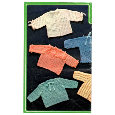 Vintage Fontana No. 337 crochet pattern booklet for crocheted matinee jackets sized from birth to 12 months.