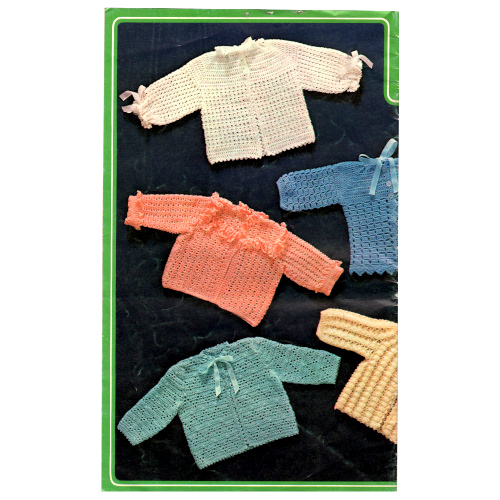 Vintage Fontana No. 337 crochet pattern booklet for crocheted matinee jackets sized from birth to 12 months.