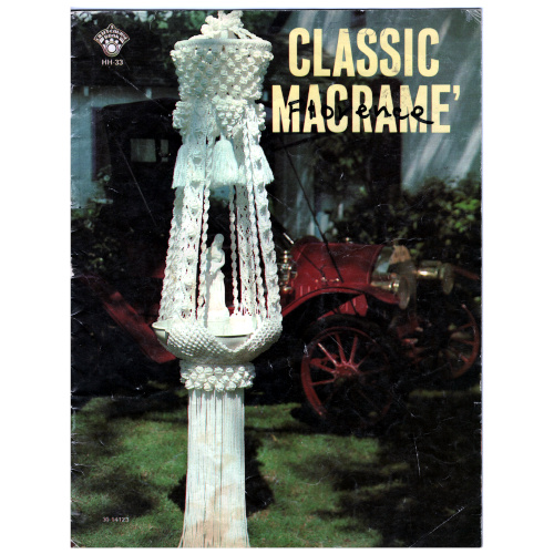 Pre-loved 1978 Classic Macrame craft book with visible wear and felt writing on front page