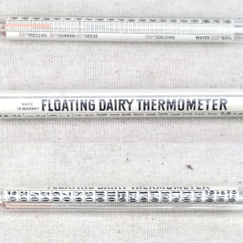 Vintage German floating glass dairy thermometer for milk and cheese making