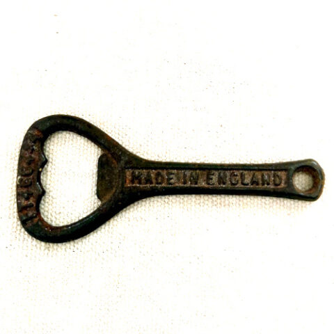 Vintage Crown Cork bottle opener marked RD 811274 and PT 466444 made in England