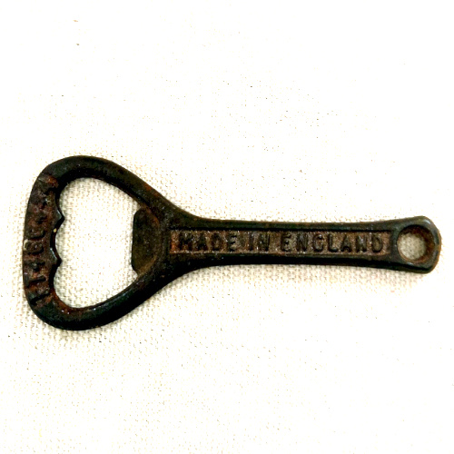 Vintage Crown Cork bottle opener marked RD 811274 and PT 466444 made in England