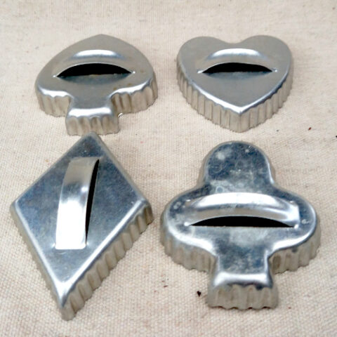 Vintage Aluminium Card Suit Cookie Cutters with Handles (KIT-070)