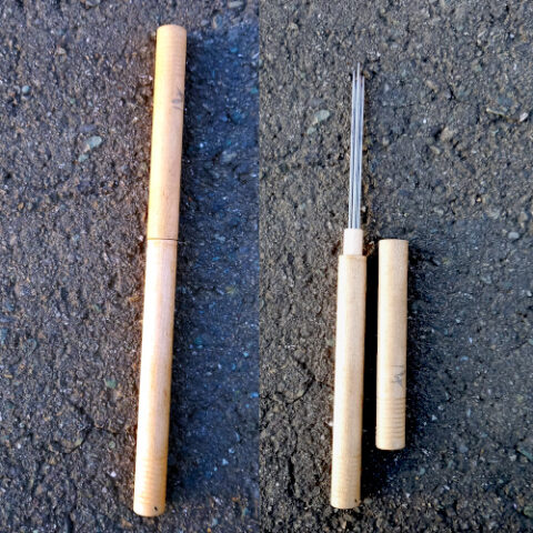1.75mm Steel Knitting Needle Set in Wooden Tube (KNIT-001)