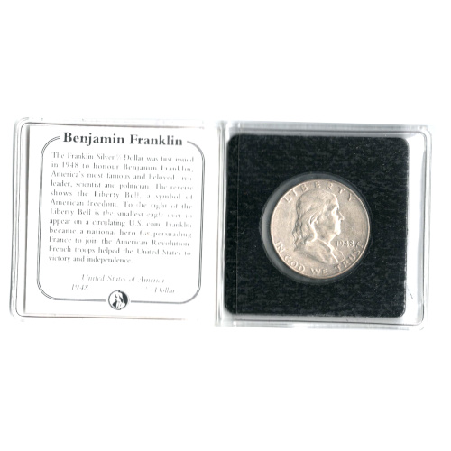 1948 Benjamin Franklin Silver Half Dollar silver coin with certificate of authenticity