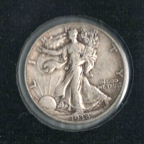 1938 Walking Liberty Silver Half Dollar silver coin with accompanying certificate