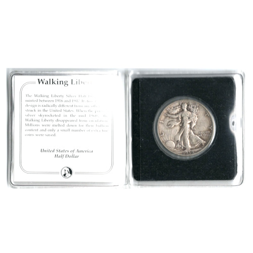 1938 Walking Liberty Silver Half Dollar silver coin with accompanying certificate