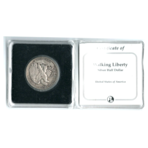 1938 Walking Liberty Silver Half Dollar silver coin with accompanying certificate