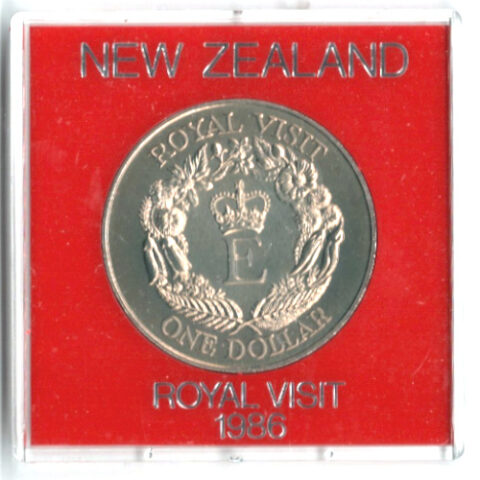 1986 New Zealand Royal Visit One Dollar commemorative coin in original presentation case