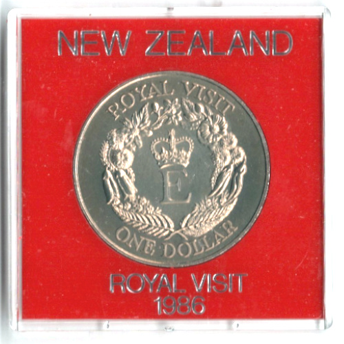 1986 New Zealand Royal Visit One Dollar commemorative coin in original presentation case