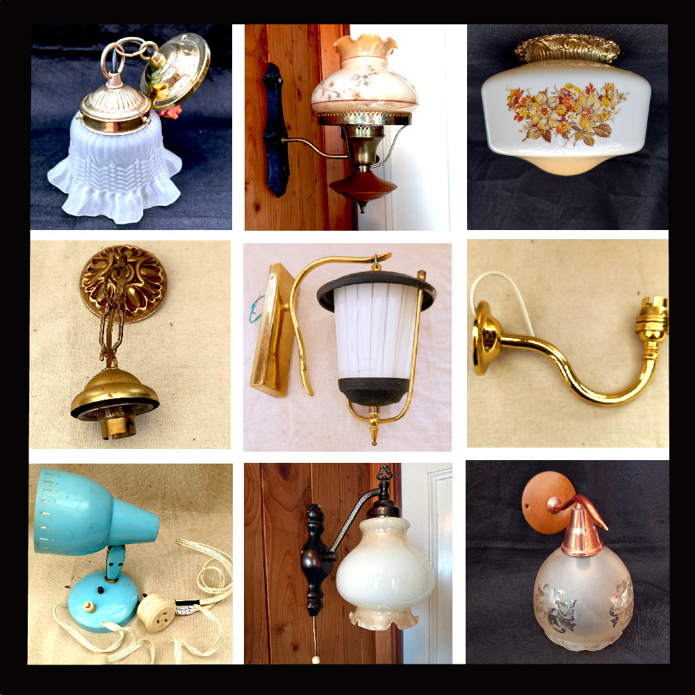 Authentic vintage wall lamps and table lamps in a variety of period styles.