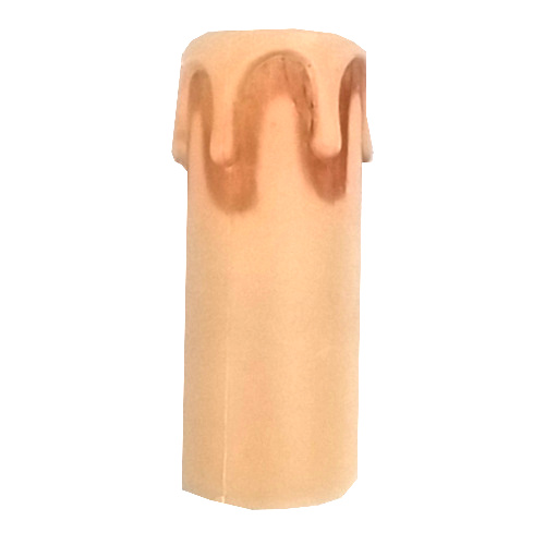 White wax drip candle sleeve measuring 70mm high and 25mm diameter for chandelier light socket replacement.
