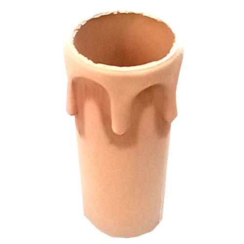 White wax drip candle sleeve measuring 70mm high and 25mm diameter for chandelier light socket replacement.
