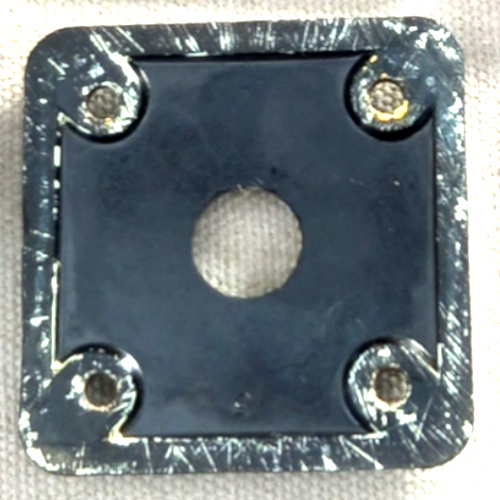 Vintage hexagonal black bakelite door knob with square back plate in very good condition.