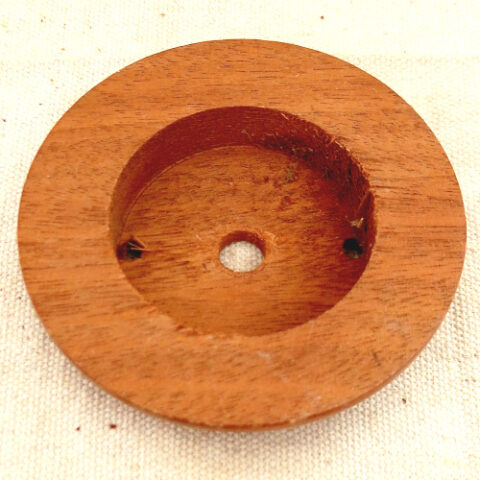 Vintage 84/64mm round wooden mounting block for lamp fitting