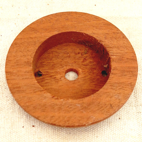 Vintage 84/64mm round wooden mounting block for lamp fitting