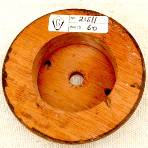 Vintage 85/65mm round wooden mounting block for lamp light fitting