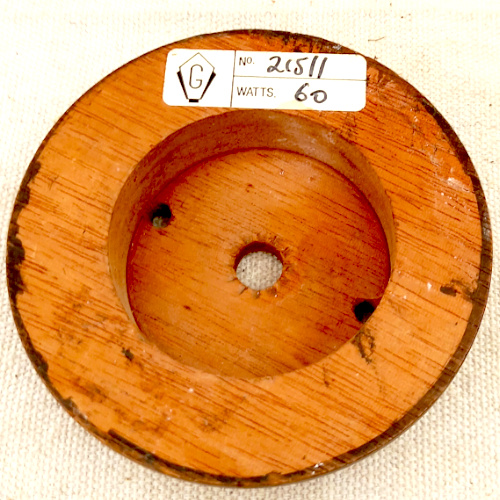 Vintage 85/65mm round wooden mounting block for lamp light fitting
