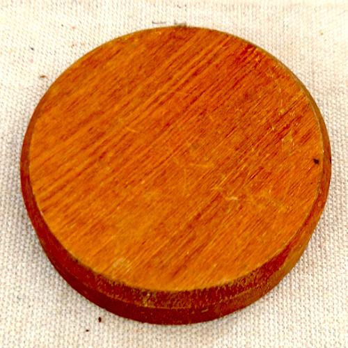Vintage 75mm round wooden mounting block for electrical fittings
