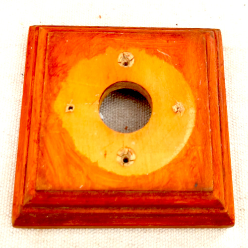 Vintage 90mm square wooden mounting block for electrical fittings
