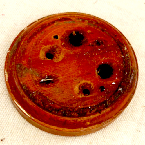 Vintage 78mm round wooden mounting block for electrical fittings