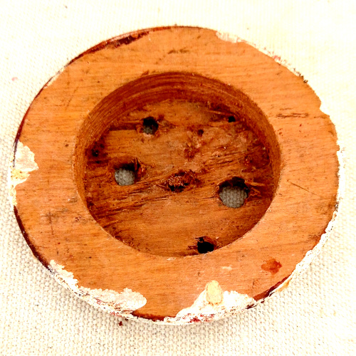 Vintage wooden mounting block 88/70mm round rustic timber display base