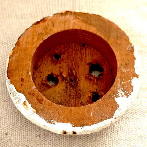 Vintage wooden mounting block 75/57mm round rustic timber display base
