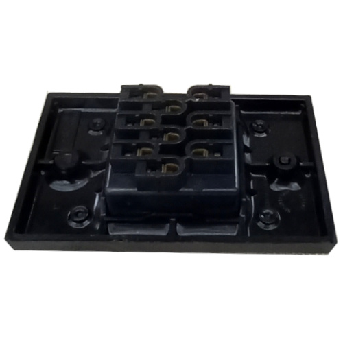 Vintage black PDL triple light switch model 283/I with three toggle switches.