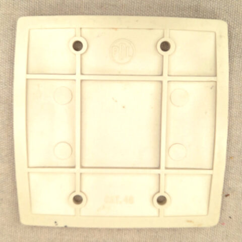 Vintage PDL 60 Series blank cover plate for covering unused electrical wall box openings.