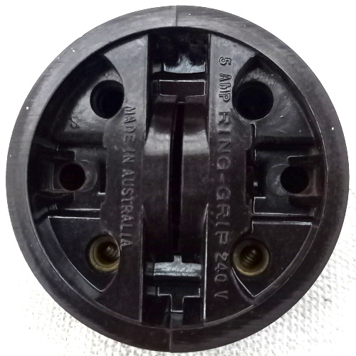 Art Deco brown Bakelite rocker switch 5A 240VAC by Ring-Grip vintage electrical hardware.