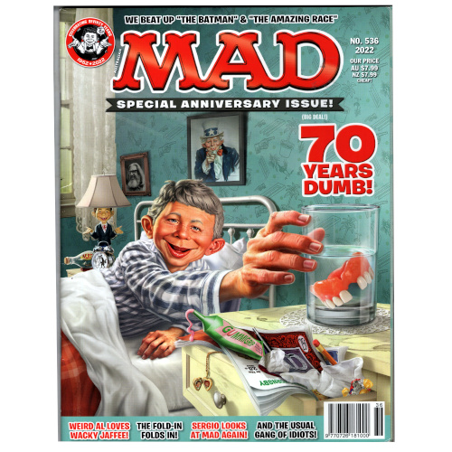 Cover of MAD Magazine No. 536, 2022 "70 Years Dumb!" collectible magazine.