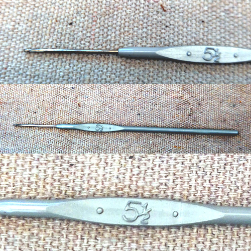 Vintage AERO 1mm crochet hook with a steel hook and aluminium handle, No. 5½.