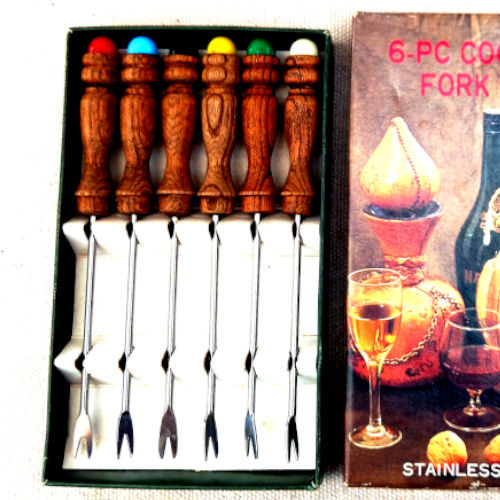 Vintage retro cocktail forks in original packet