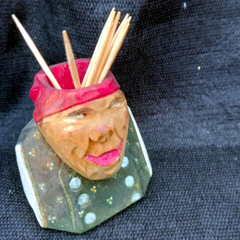 Austrian Souvenir Wooden Bust Toothpick Holder (KIT-076)