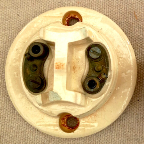 1920s vintage vitreous ceramic ceiling rose with ornate antique architectural design