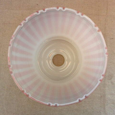 Retro white frosted glass lamp shade with pink decorative detail