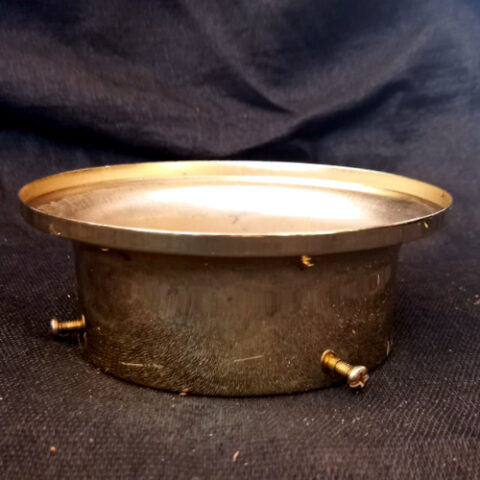 Vintage brass flush mount lamp shade holder for antique ceiling light fixture restoration