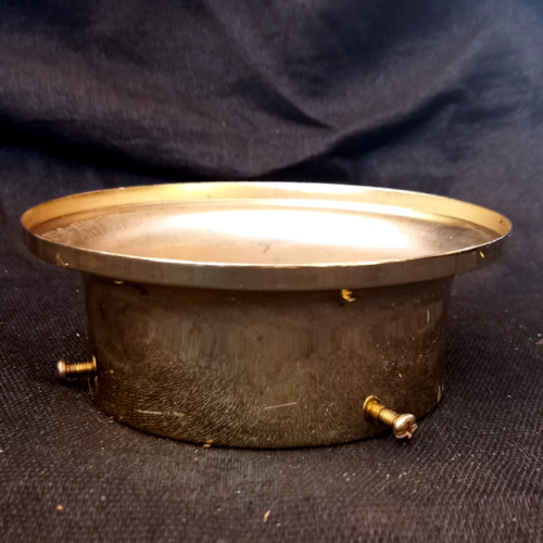 Vintage brass flush mount lamp shade holder for antique ceiling light fixture restoration