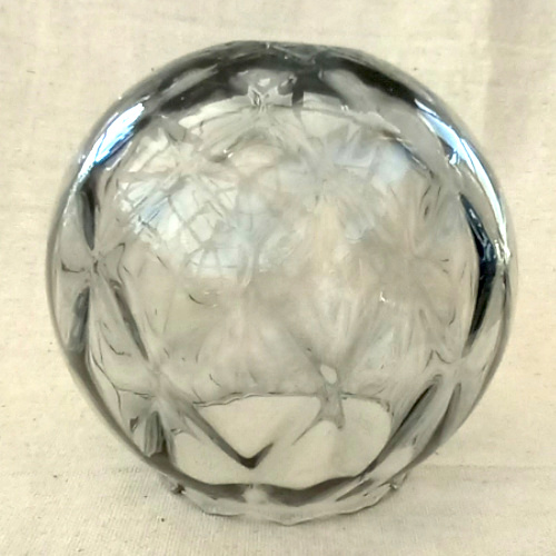 Retro globe pendant light shade made from textured grey-tint glass with a vintage-inspired design.