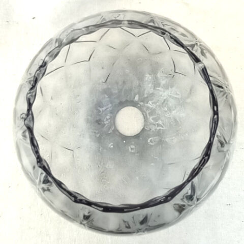 Retro globe pendant light shade made from textured grey-tint glass with a vintage-inspired design.