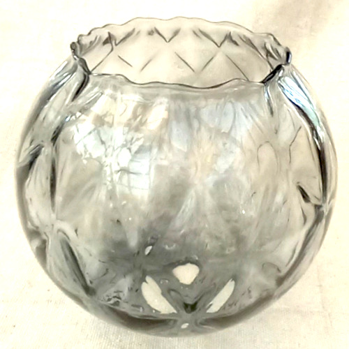 Retro globe pendant light shade made from textured grey-tint glass with a vintage-inspired design.