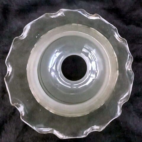 Vintage frosted glass tulip-shaped lamp shade featuring an elegant etched floral design for classic lighting fixtures.