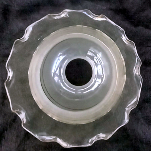 Vintage frosted glass tulip-shaped lamp shade featuring an elegant etched floral design for classic lighting fixtures.