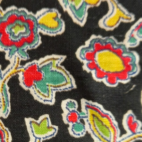 NOS vintage cotton travel shoe bag with original label and retro floral floral pattern