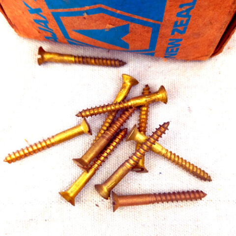 Vintage NOS 5.5 x 50mm Brass Screw Slotted Countersunk (ANTS-001)