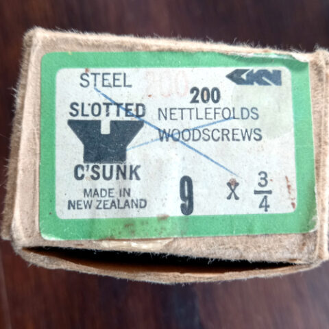 Vintage NOS 9 x 3/4" slotted steel countersunk wood screws x10