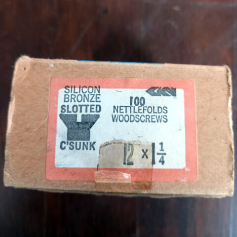 Vintage NOS 12 x 1-1/4" slotted bronze countersunk wood screw