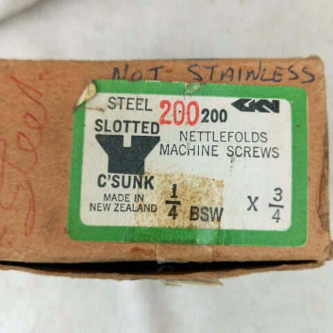 Vintage NOS 1/4 BSW x 3/4" slotted steel countersunk machine screws