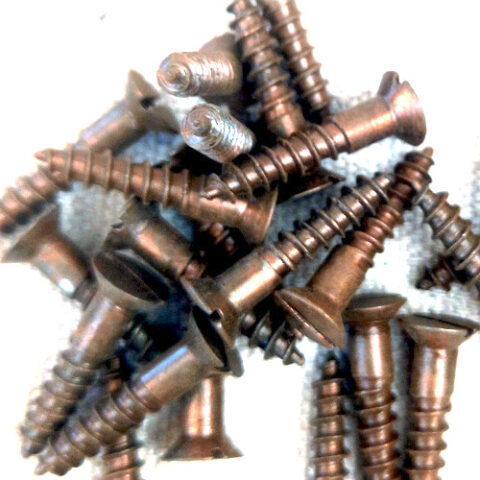 #8 x 7/8″ (4.2x22mm) Vintage NOS Plated Bronze Slotted Screw (ANTS-015)